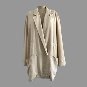 Vintage Lillie Rubin Cream Neutral Silk Lightweight Blazer Women's Size L